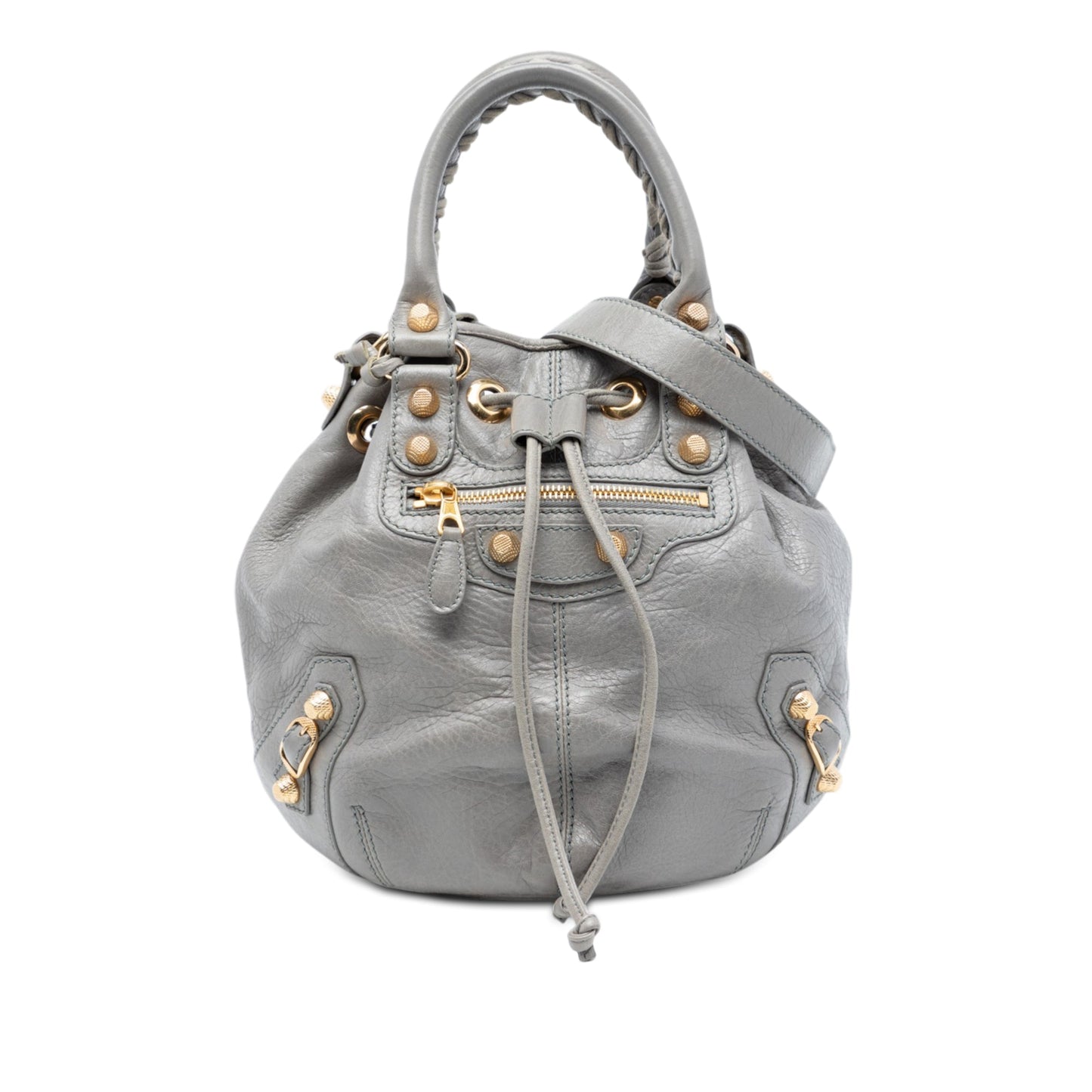 Lambskin Motocross Giant 21 Pompon Bucket Bag