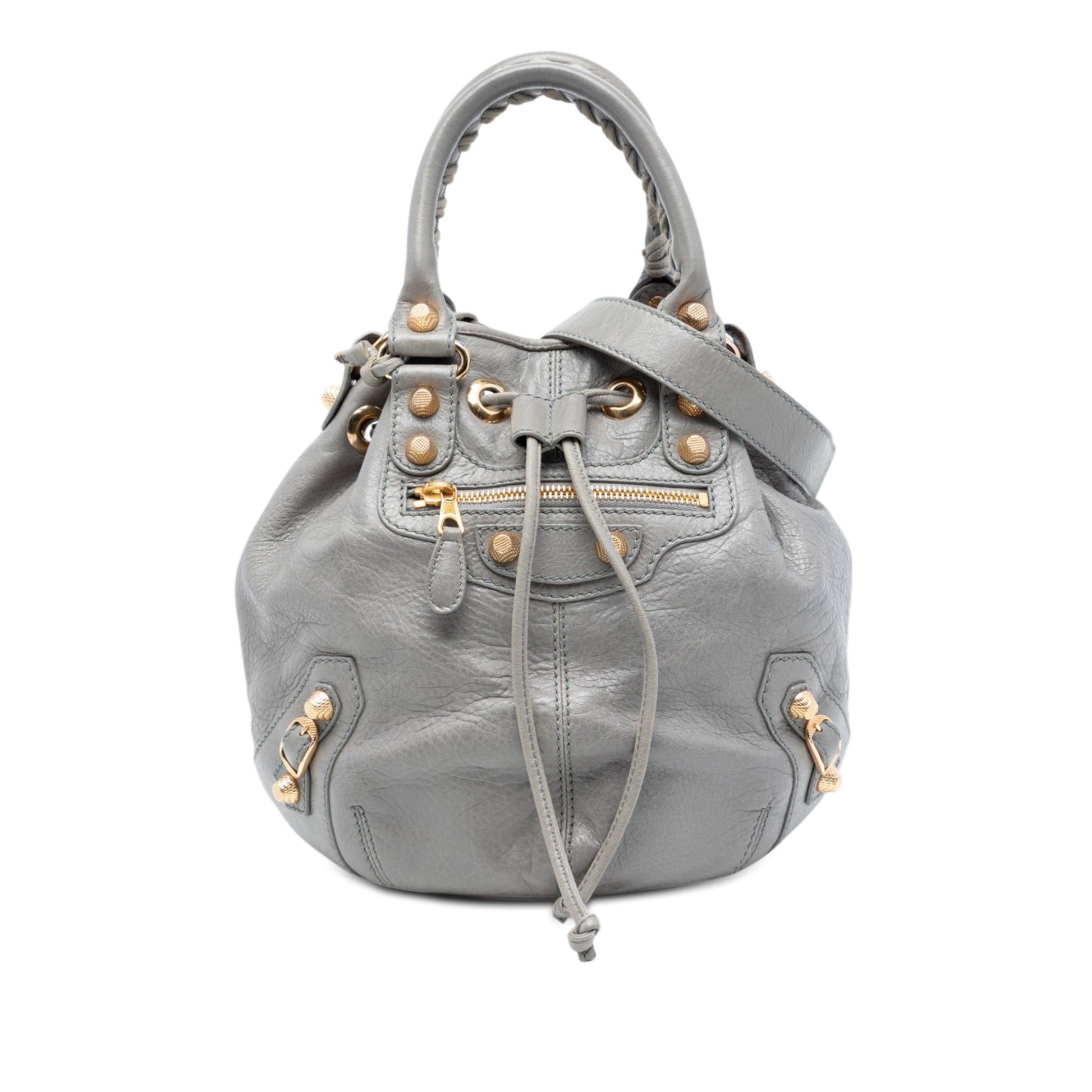 Lambskin Motocross Giant 21 Pompon Bucket Bag