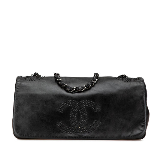 Chanel CC Studded Lambskin East West Flap
