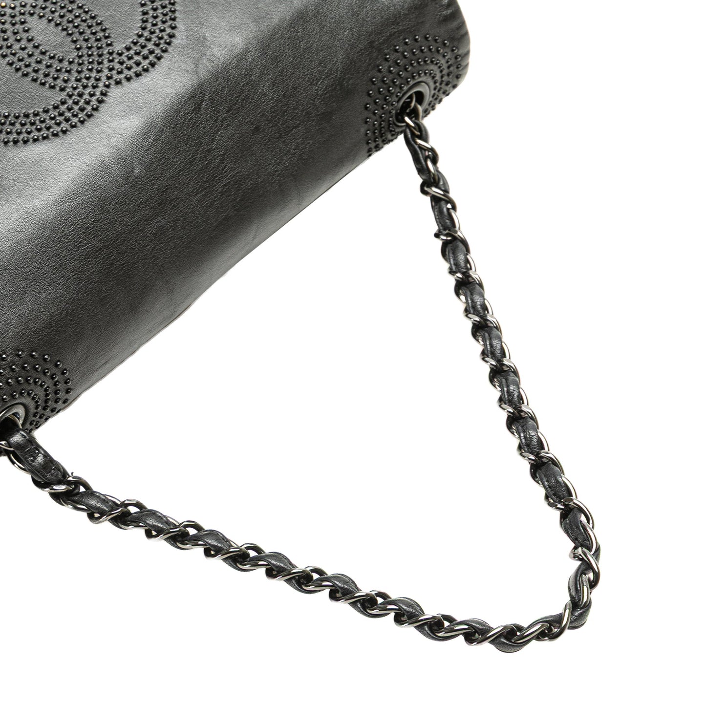 Chanel CC Studded Lambskin East West Flap