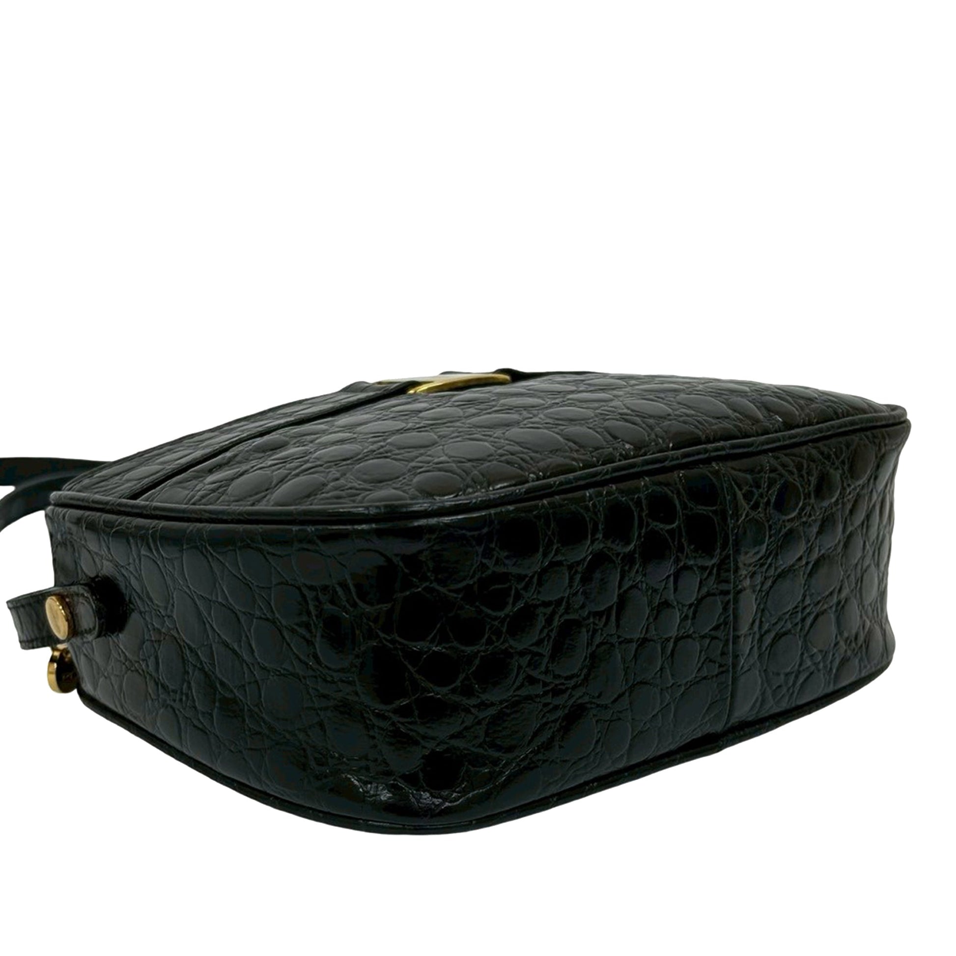 Ferragamo Croc Embossed Leather Vara Crossbody