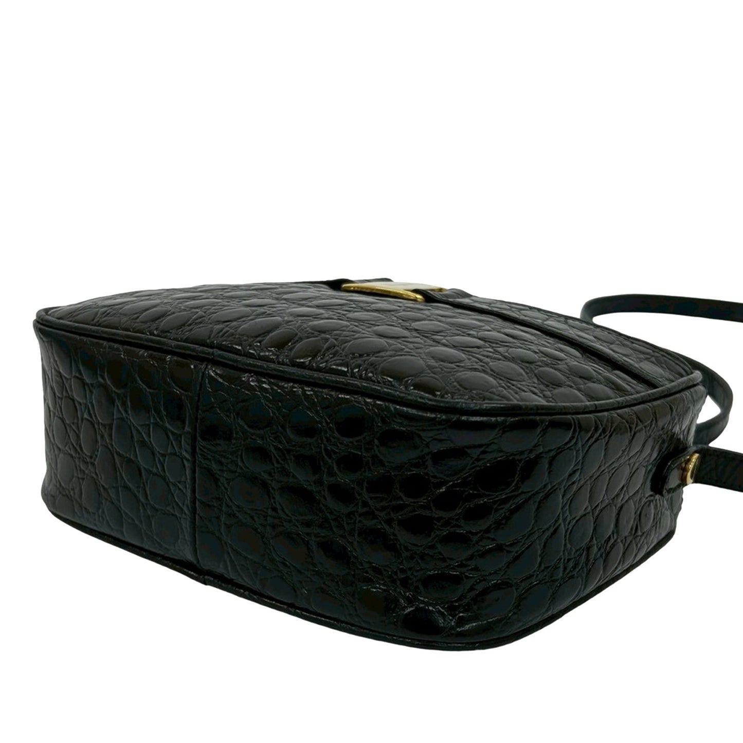 Ferragamo Croc Embossed Leather Vara Crossbody