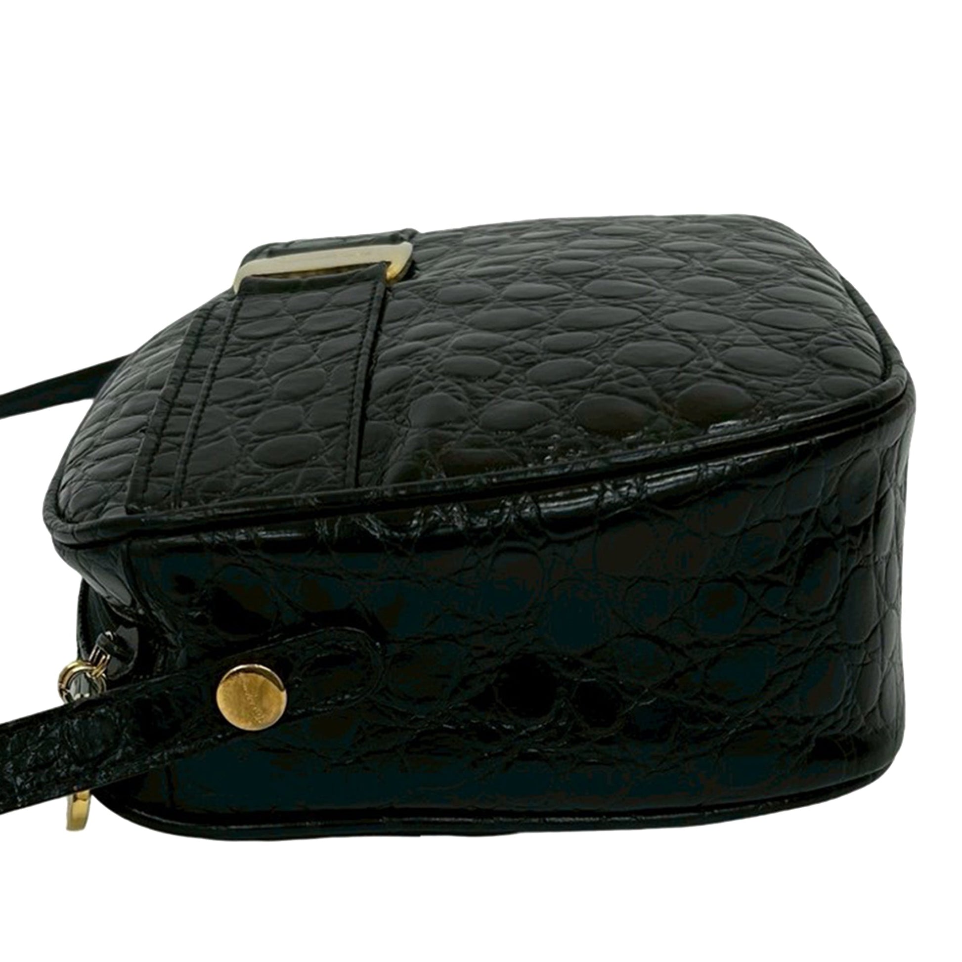 Ferragamo Croc Embossed Leather Vara Crossbody