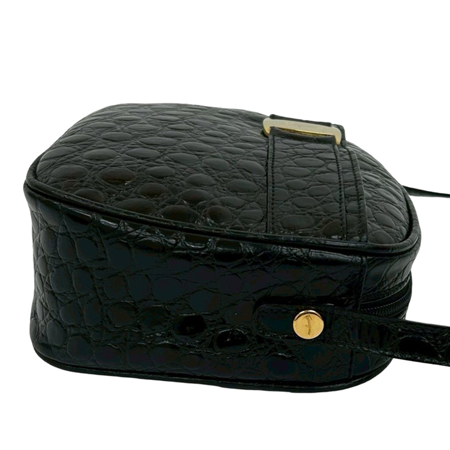 Ferragamo Croc Embossed Leather Vara Crossbody