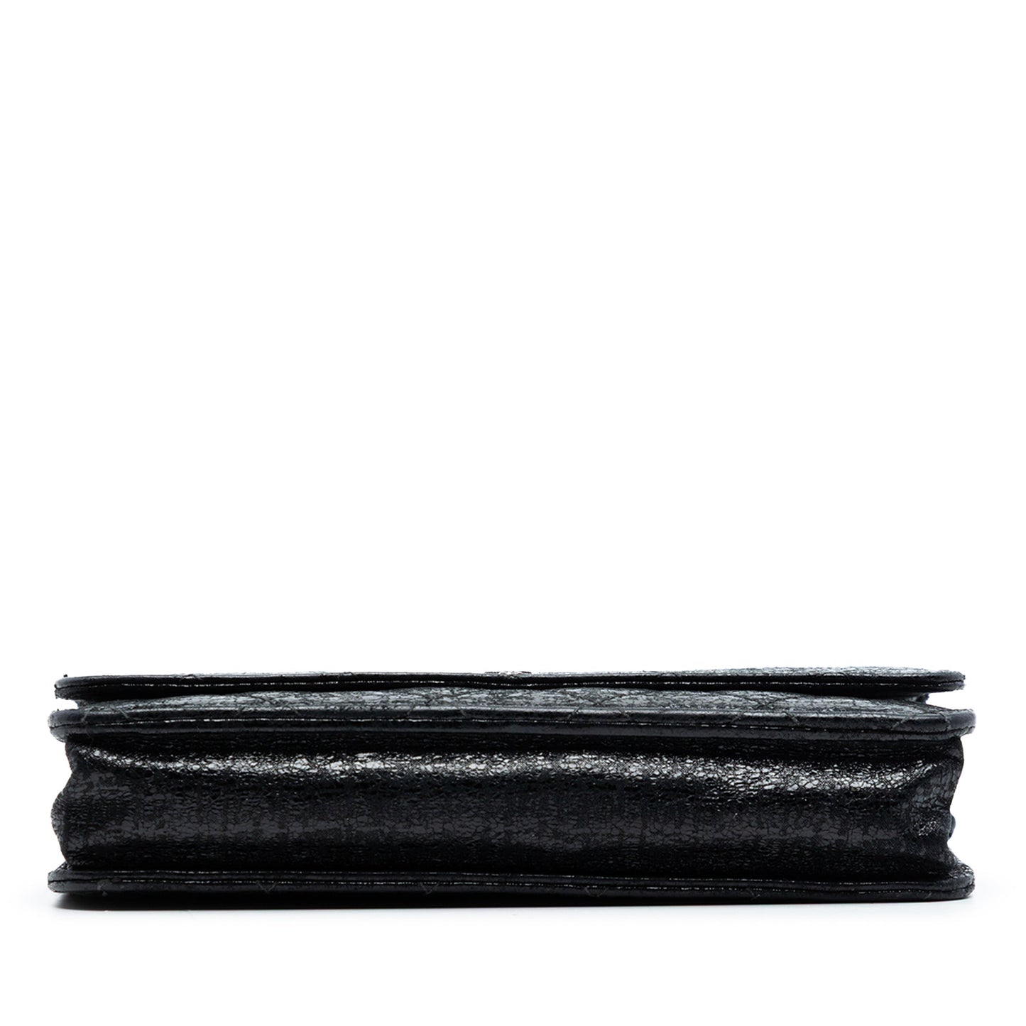 CC Quilted Crinkled Patent Wallet On Chain