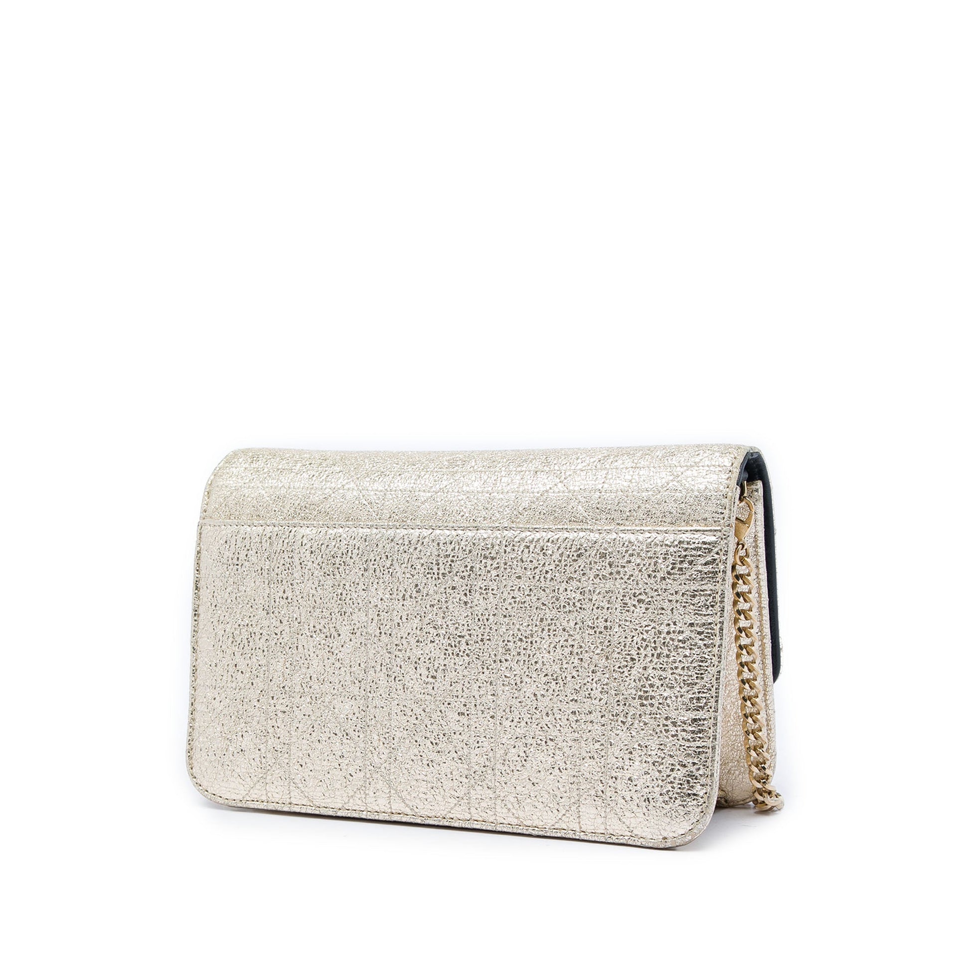 Dior Metallic Crinkled Calfskin Cannage Miss Dior Promenade Wallet on Chain