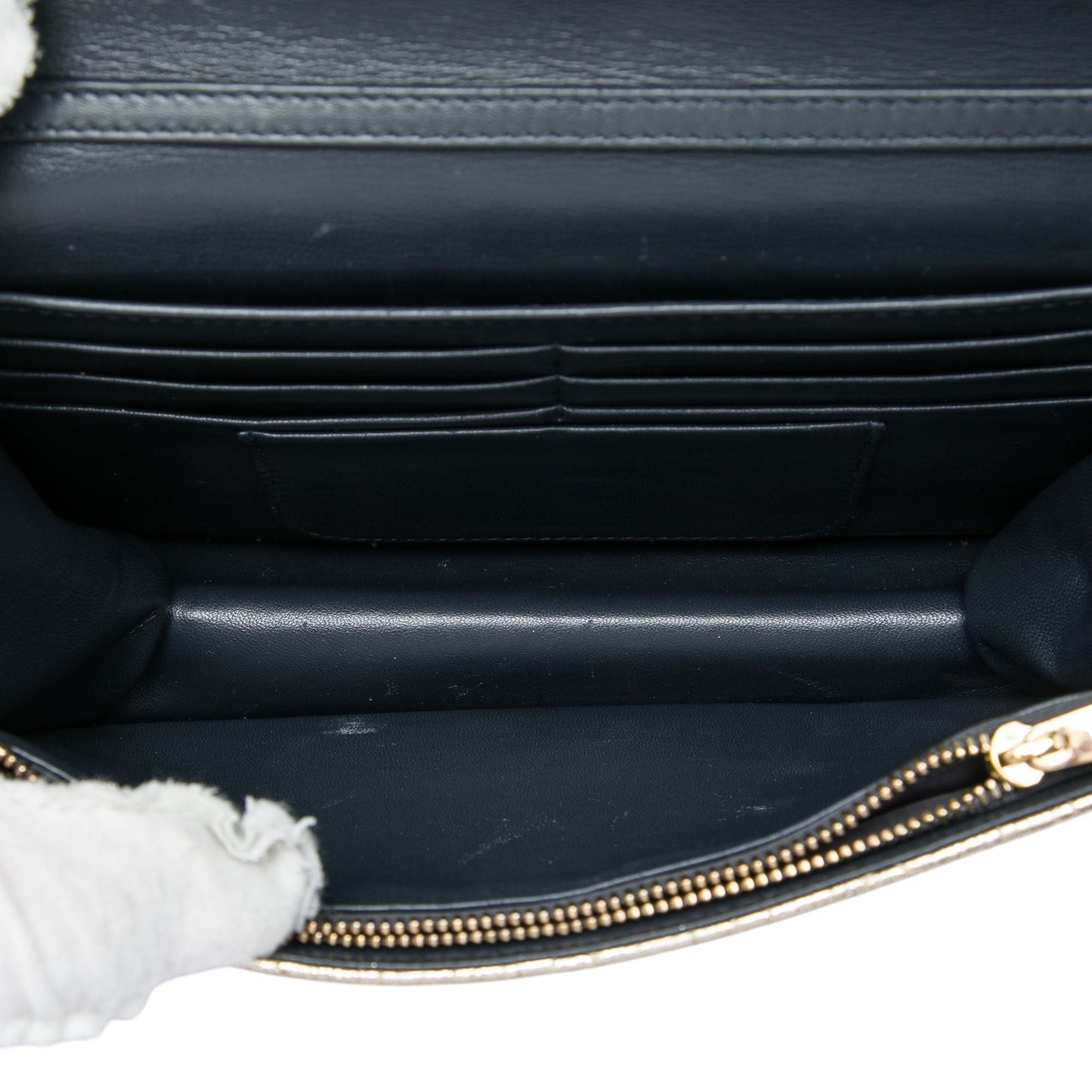 Dior Metallic Crinkled Calfskin Cannage Miss Dior Promenade Wallet on Chain