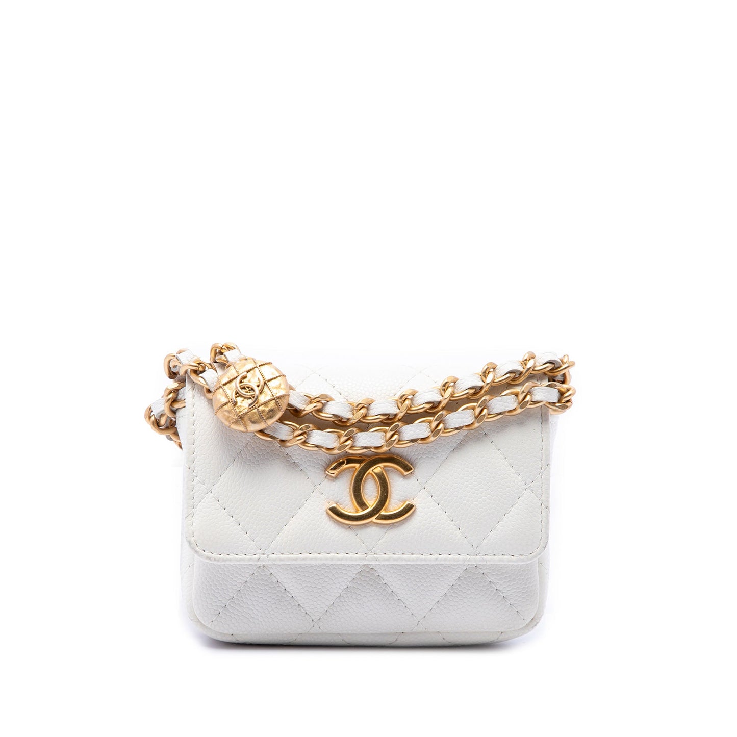 Chanel Quilted Caviar Twist Your Buttons Flap Chain Belt Bag