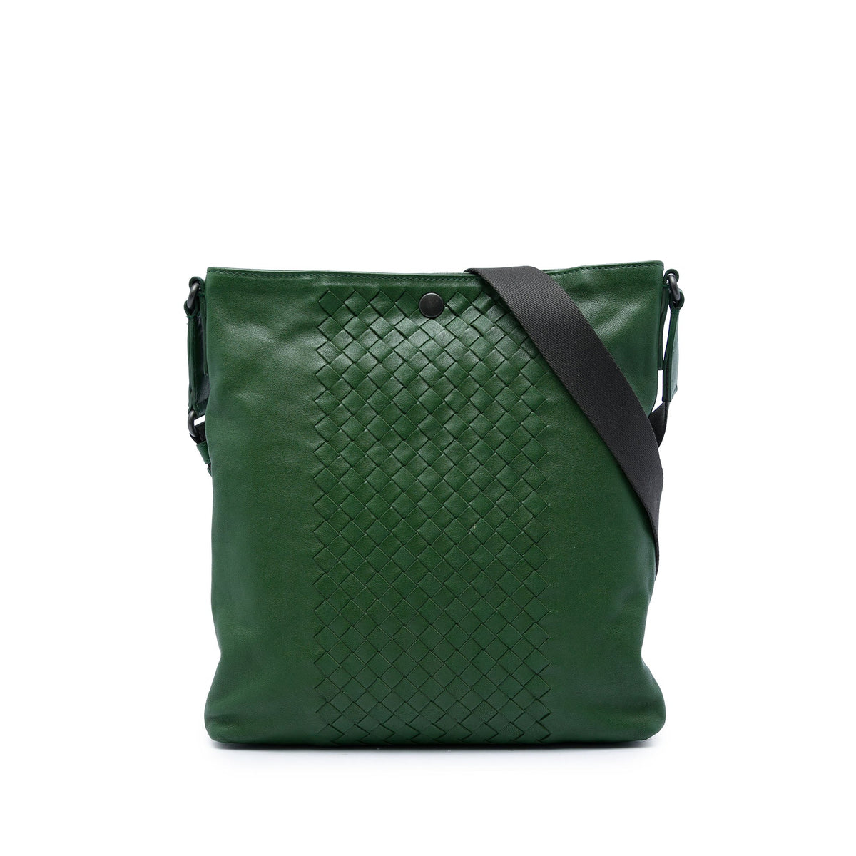 Bottega Veneta Intrecciato Trimmed Nappa Crossbody — Green