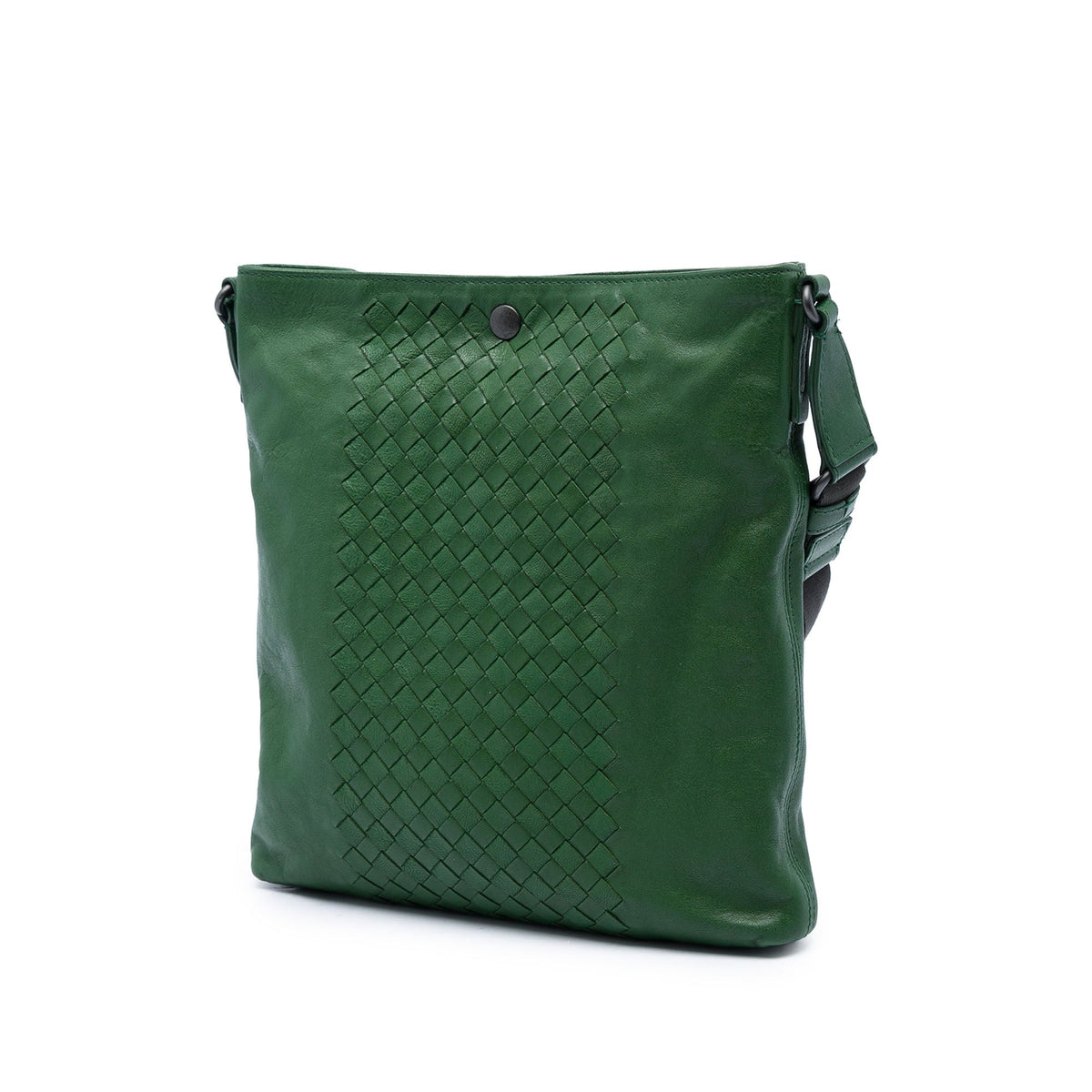 Bottega Veneta Intrecciato Trimmed Nappa Crossbody — Green