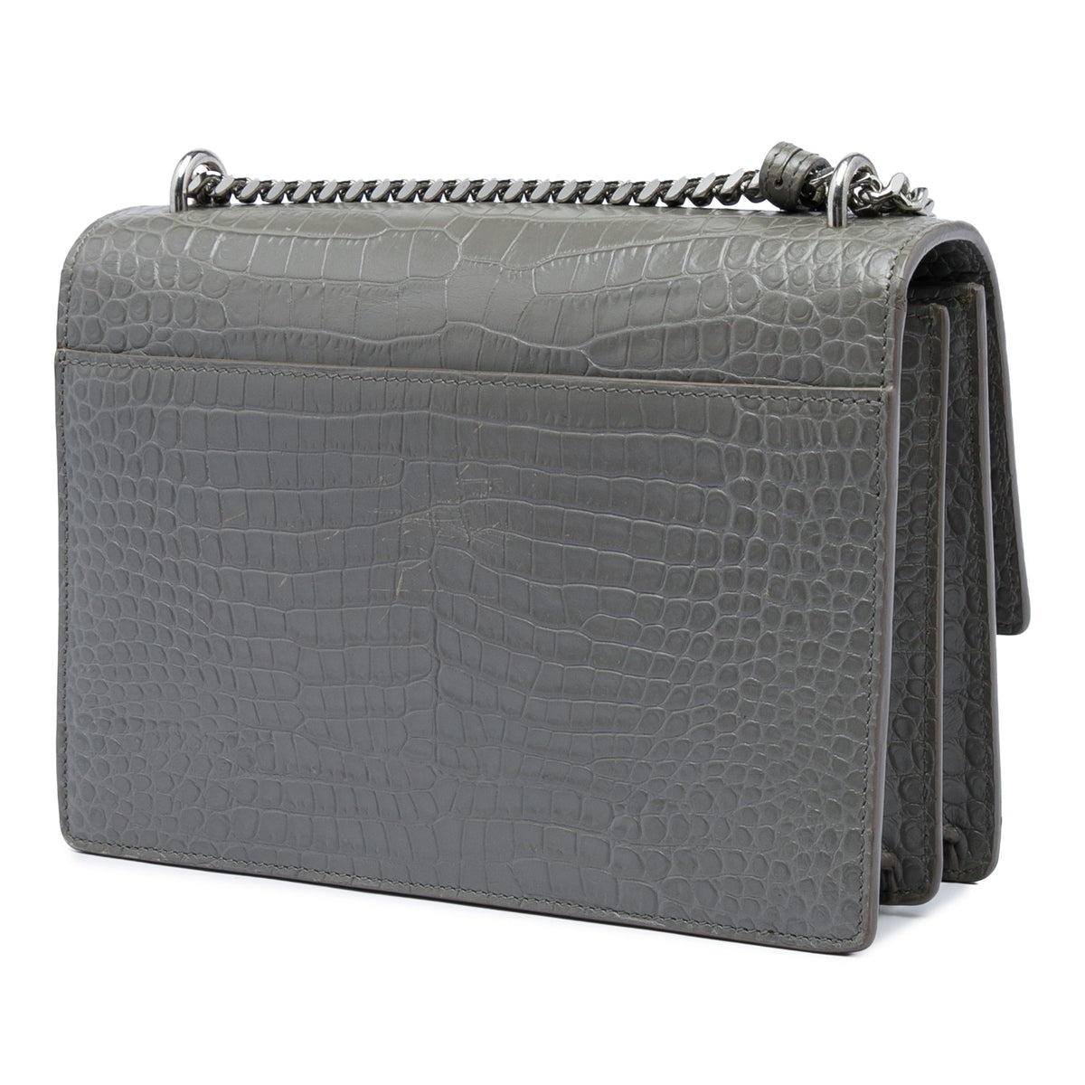 Saint Laurent Medium Croc Embossed Leather Monogram Sunset Crossbody
