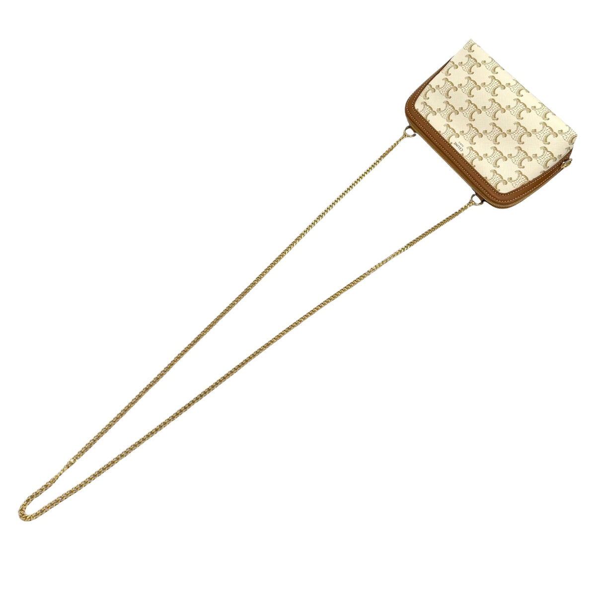 Celine Triomphe Coated Canvas Clutch On Chain