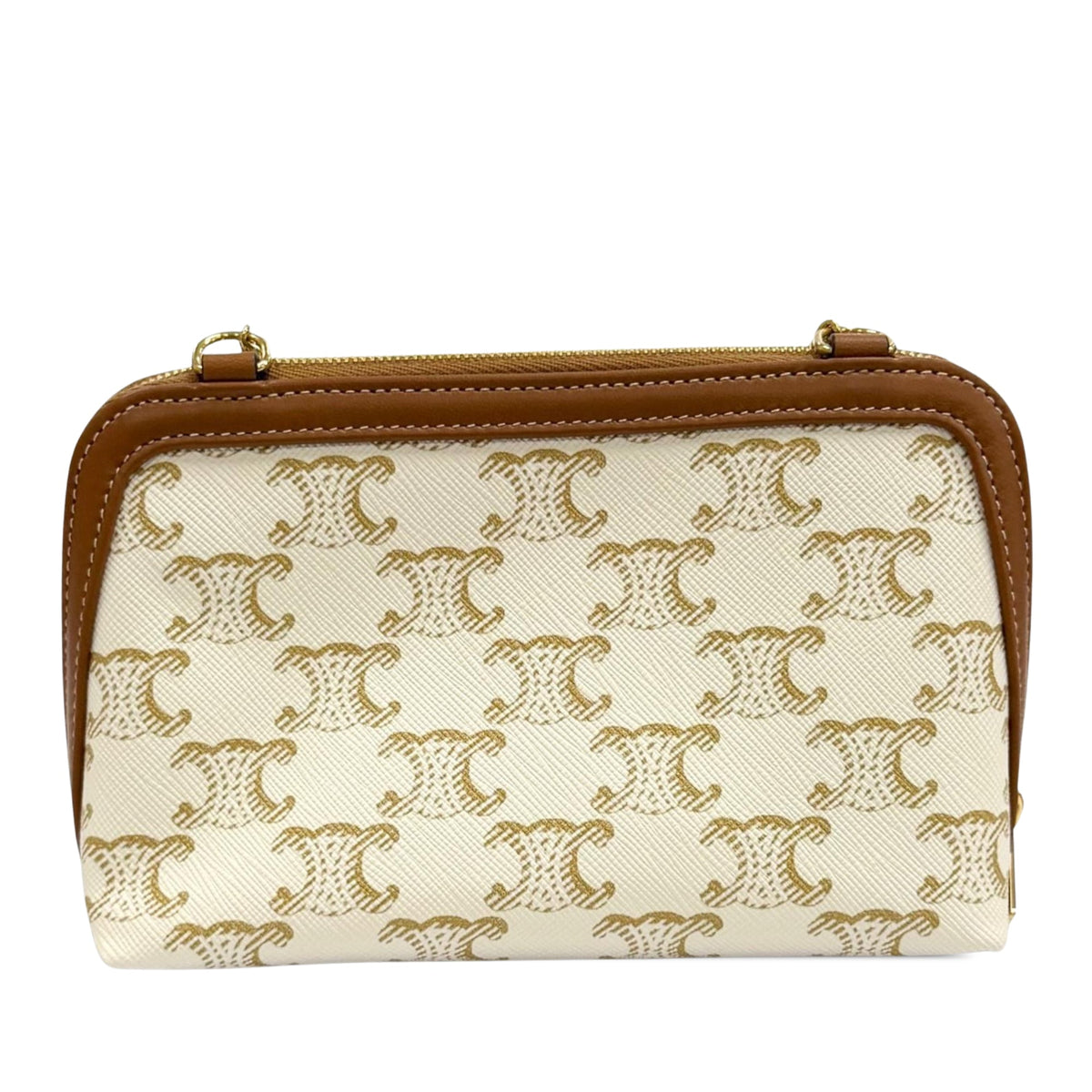 Celine Triomphe Coated Canvas Clutch On Chain