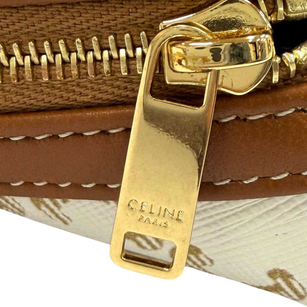 Celine Triomphe Coated Canvas Clutch On Chain