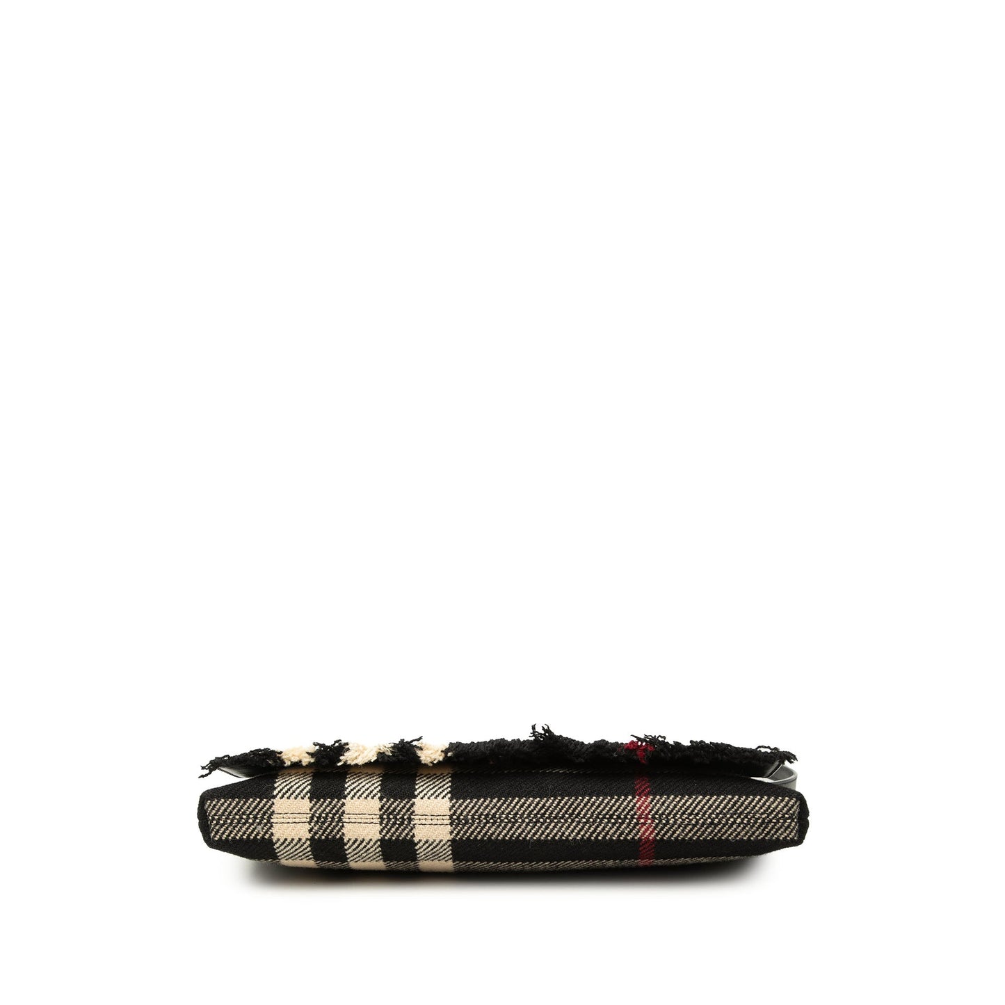 Burberry Exploded Check Wool Fringe Shoulder Bag