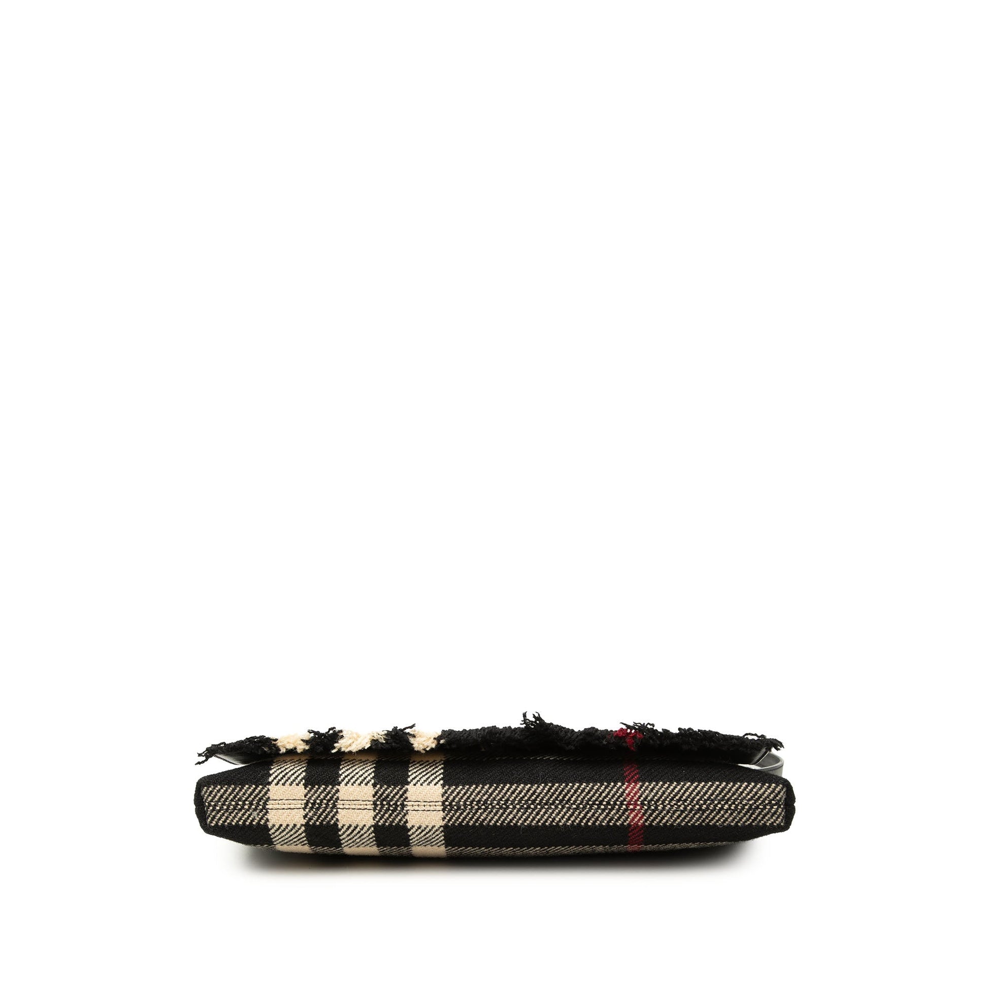 Burberry Exploded Check Wool Fringe Shoulder Bag