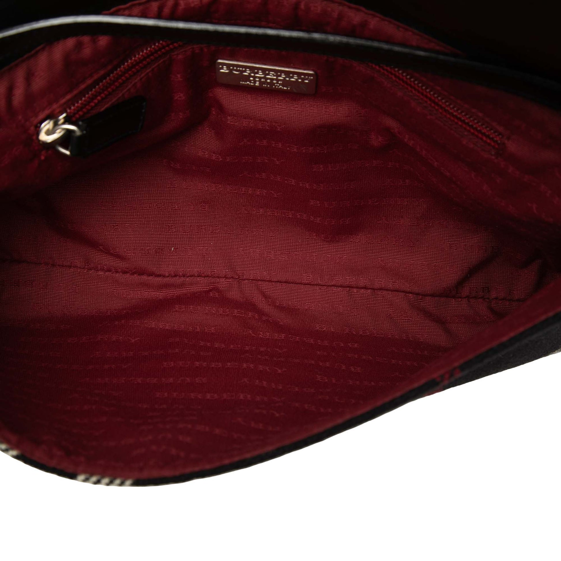 Burberry Exploded Check Wool Fringe Shoulder Bag