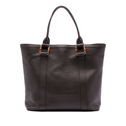 Grained Calfskin Bamboo Shopper Tote