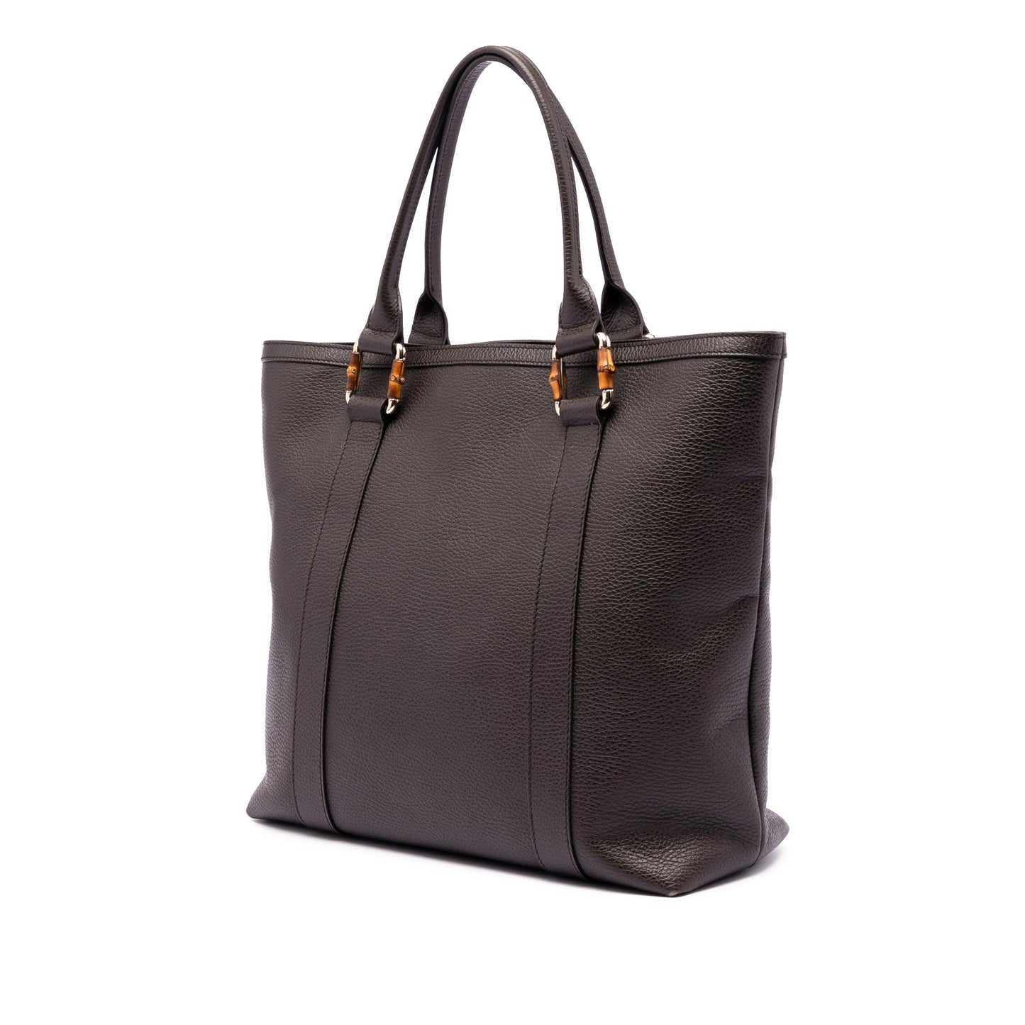 Grained Calfskin Bamboo Shopper Tote