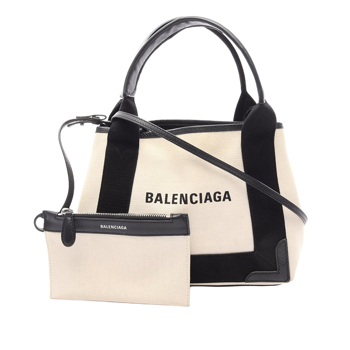 Balenciaga Canvas Navy Cabas Satchel XS — Brown