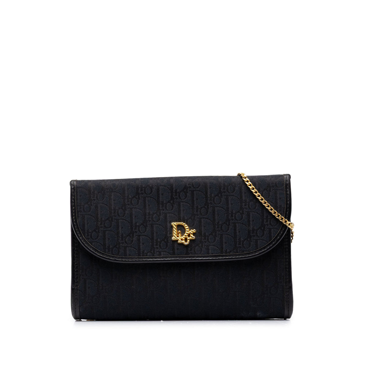 Dior Diorissimo Trotter Canvas Chain Shoulder Bag — Black