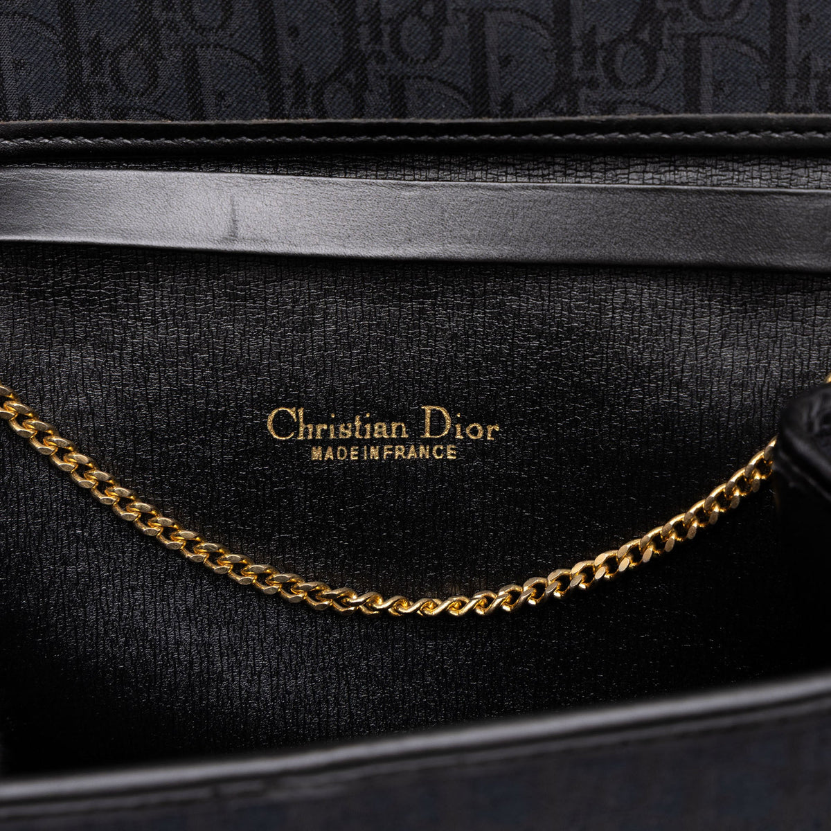 Dior Diorissimo Trotter Canvas Chain Shoulder Bag — Black