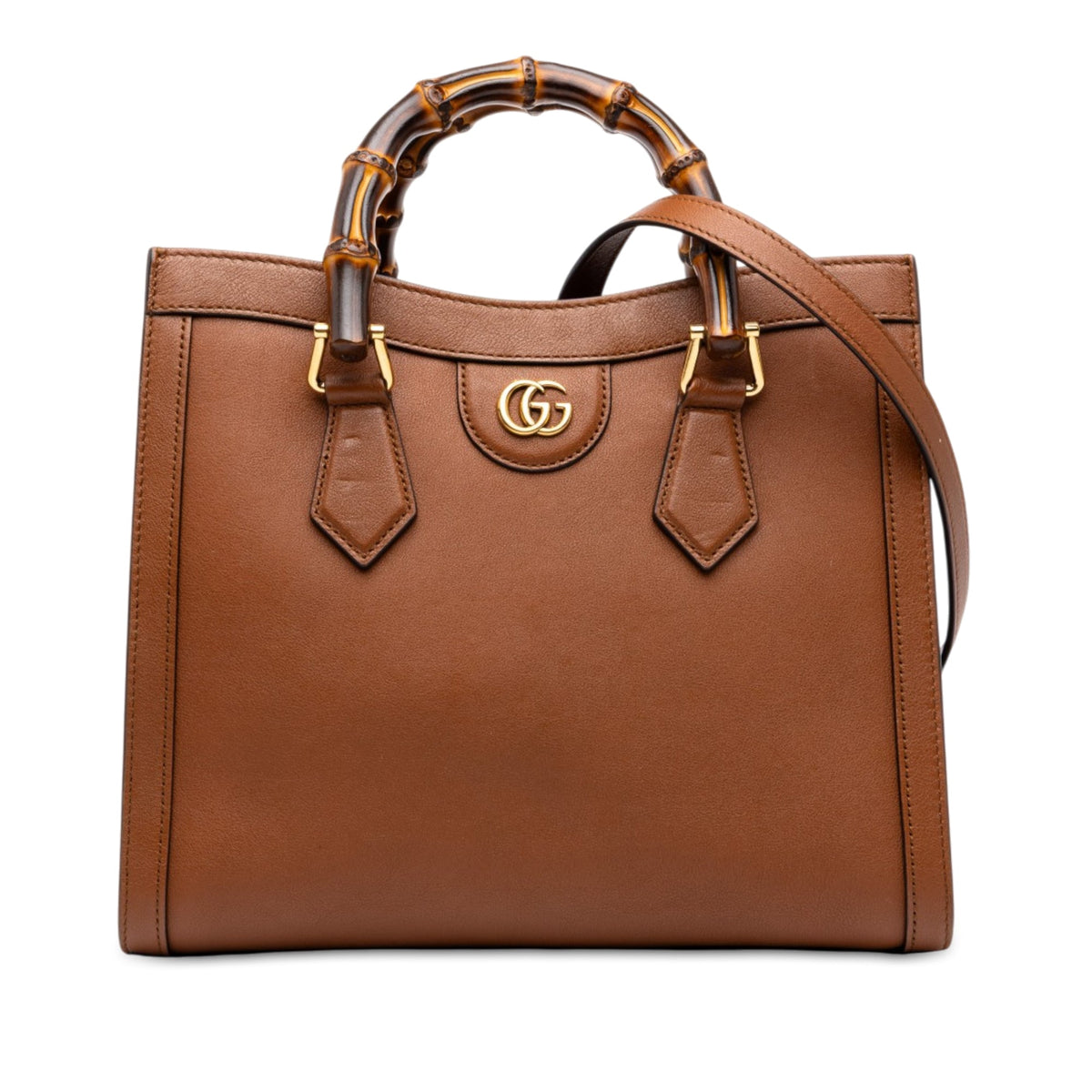 Gucci Medium Calfskin Bamboo Diana Satchel — Brown