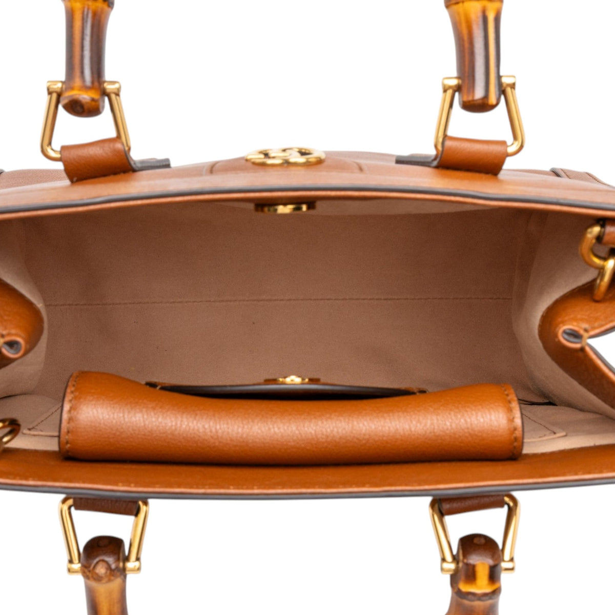 Gucci Medium Calfskin Bamboo Diana Satchel — Brown