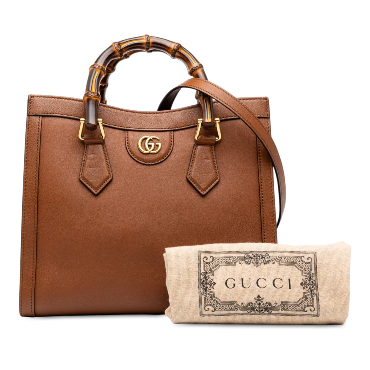 Gucci Medium Calfskin Bamboo Diana Satchel — Brown