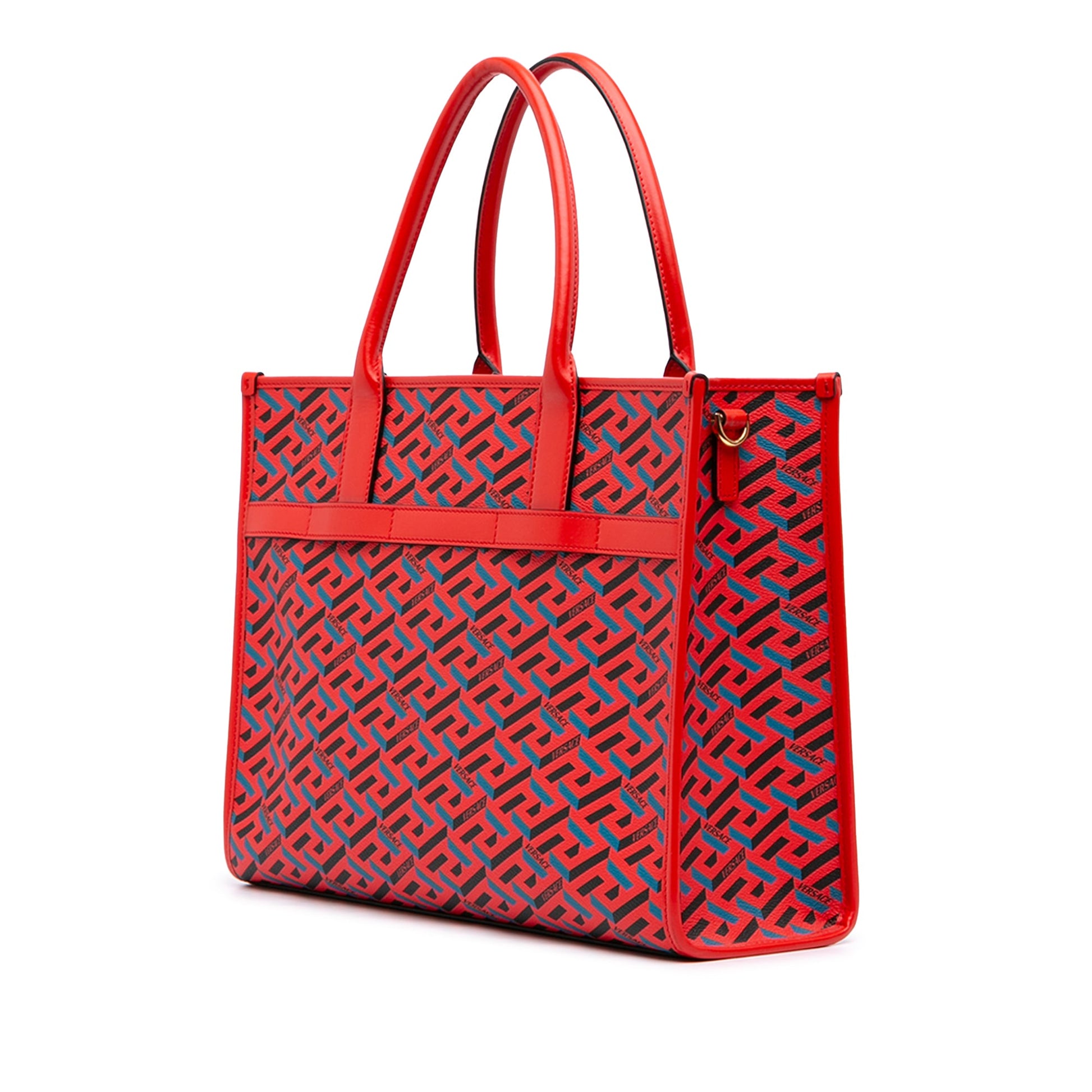 Versace Multicolor Coated Canvas La Greca Tote