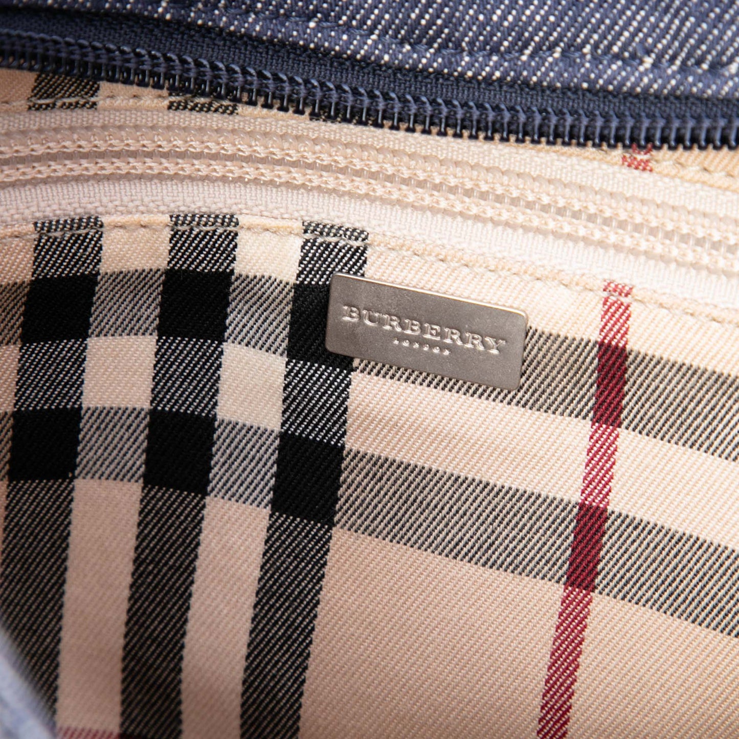 Burberry House Check Trimmed Denim Shoulder Bag