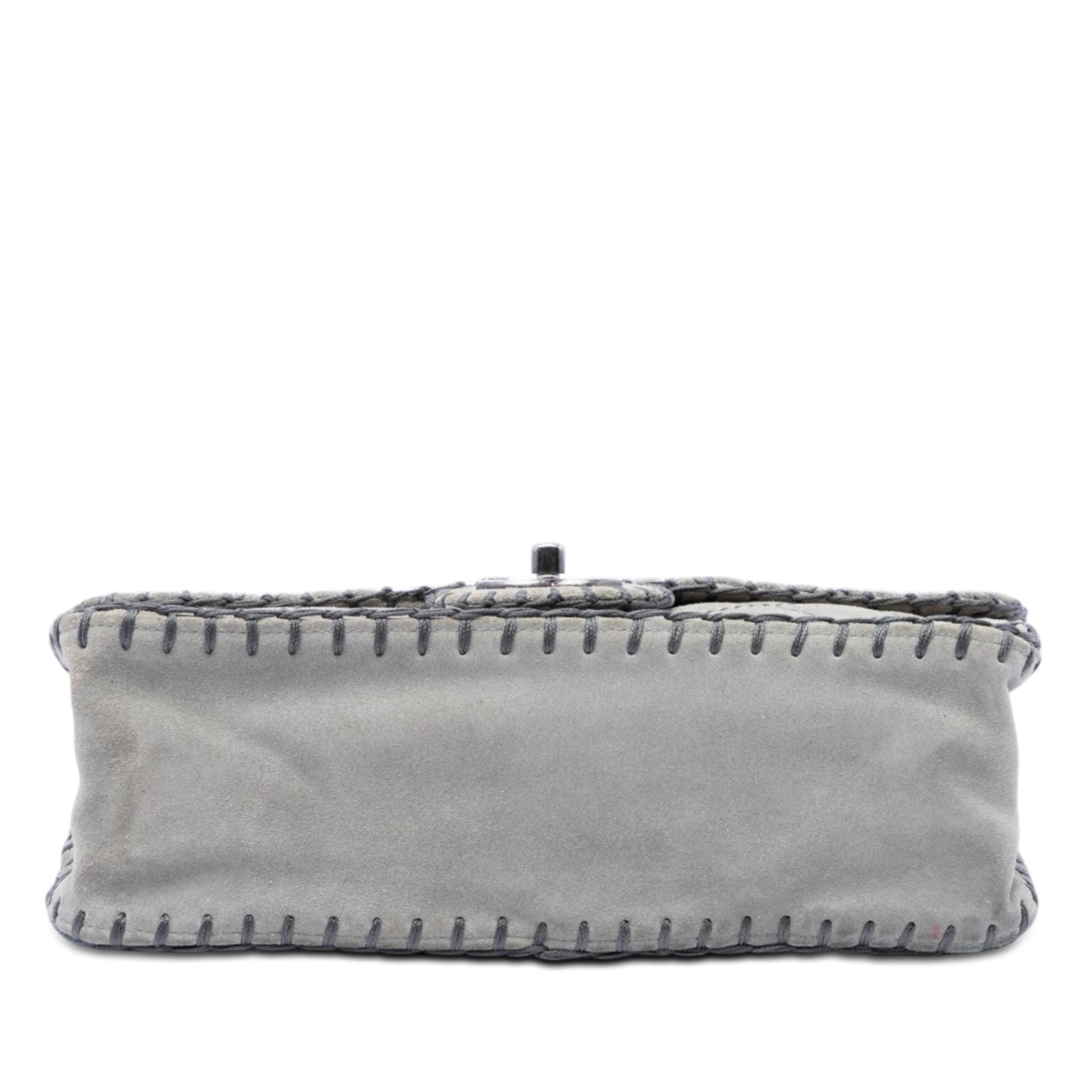 Chanel Medium CC Quilted Suede Whipstitch Single Flap