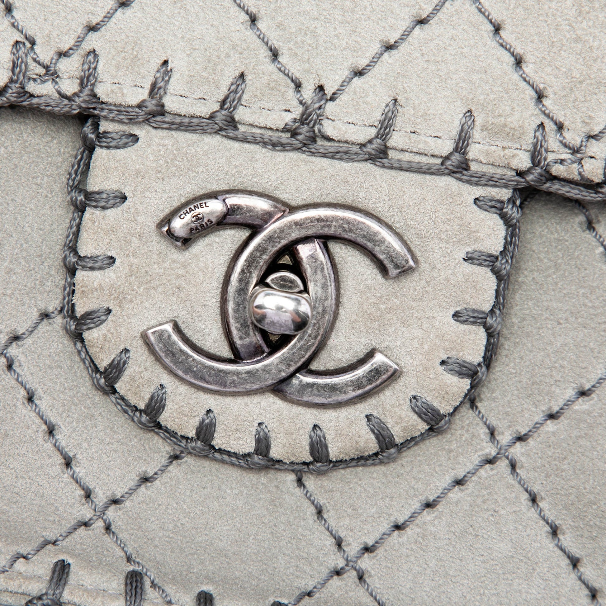 Chanel Medium CC Quilted Suede Whipstitch Single Flap