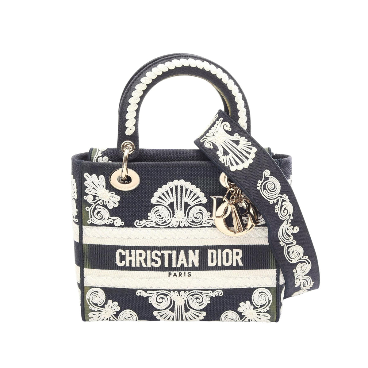 Dior Medium Embroidered Canvas Cornely Lady D Lite — Blue