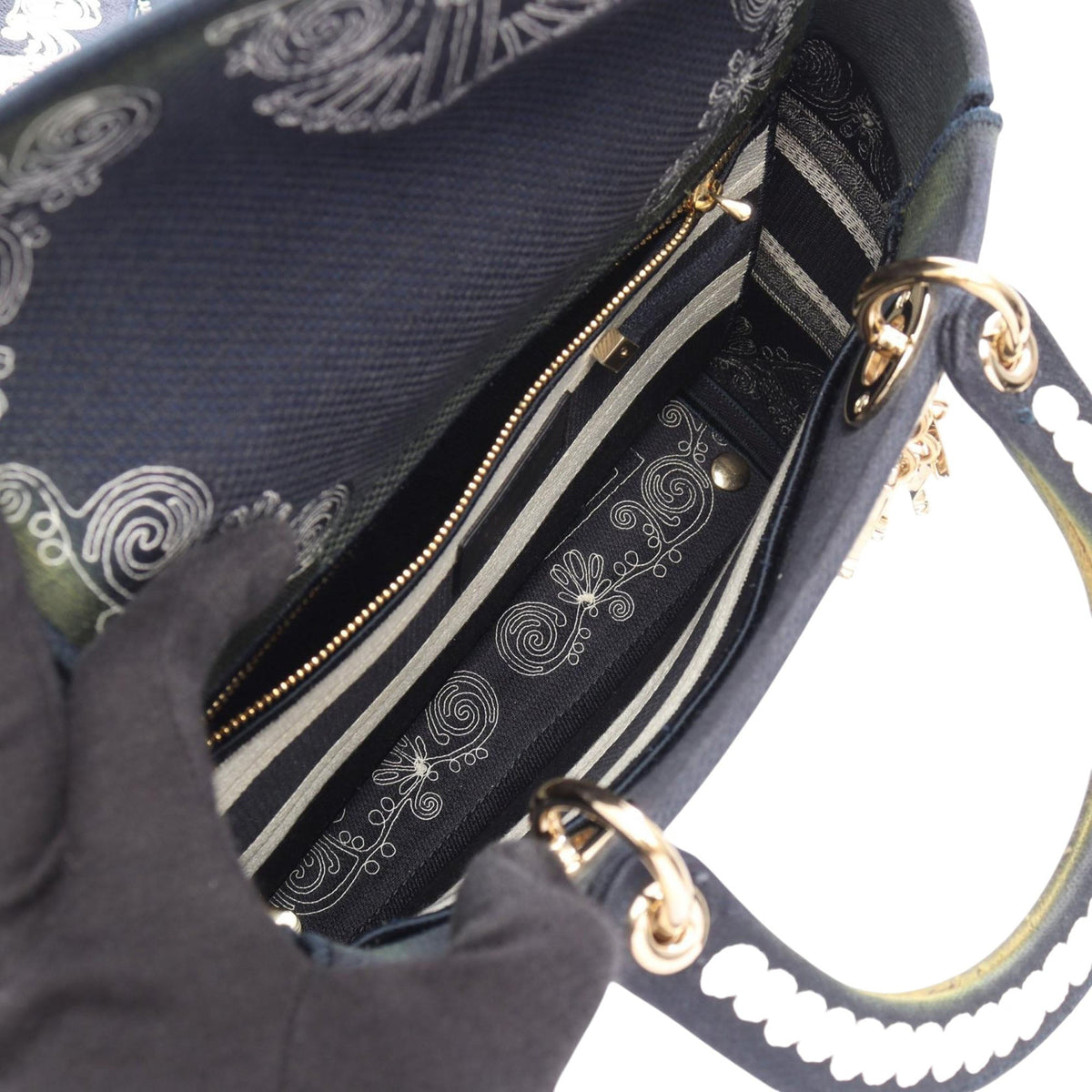 Dior Medium Embroidered Canvas Cornely Lady D Lite — Blue