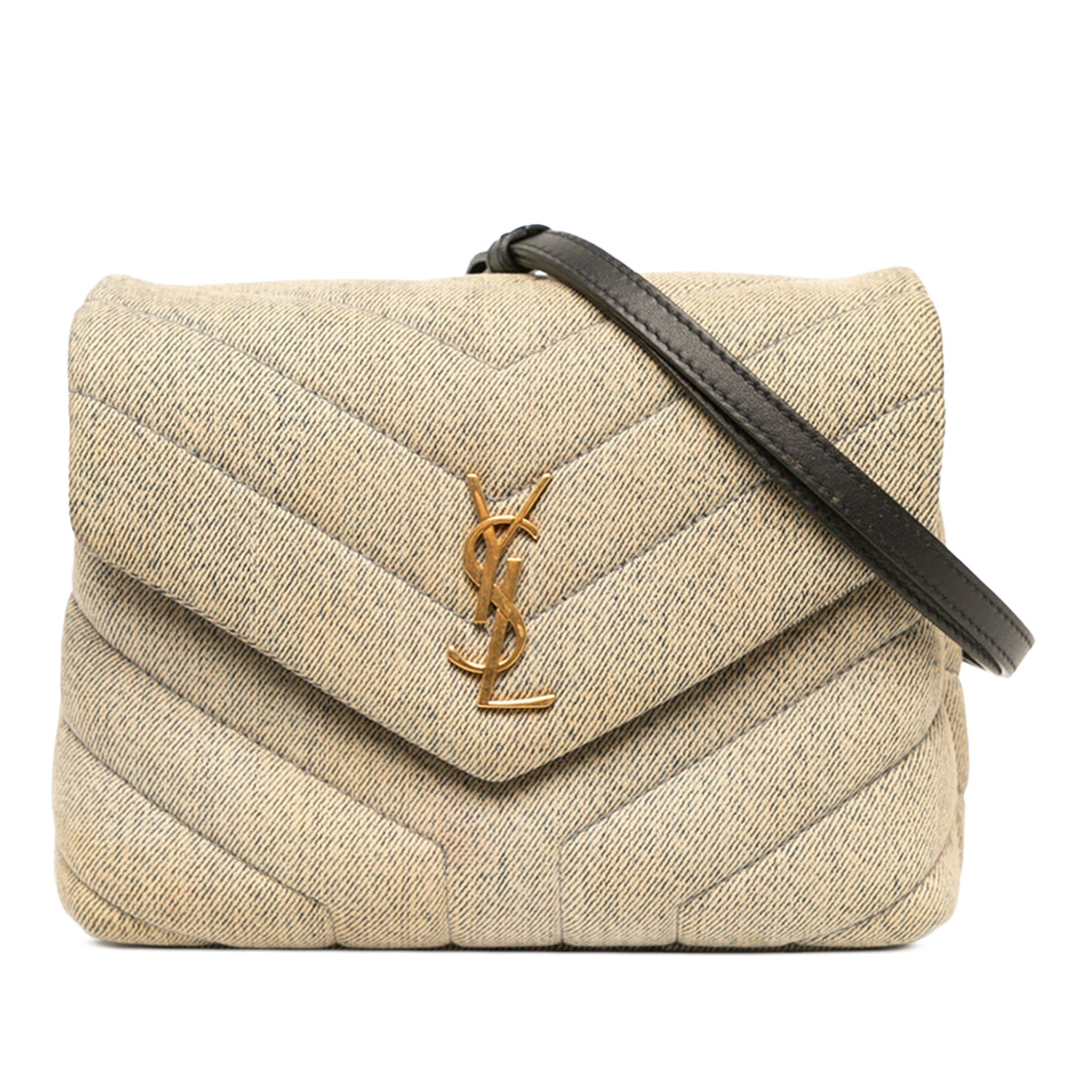 Saint Laurent Toy Matelasse Denim Monogram LouLou Crossbody — Blue