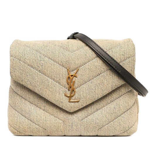 Saint Laurent Toy Matelasse Denim Monogram LouLou Crossbody — Blue