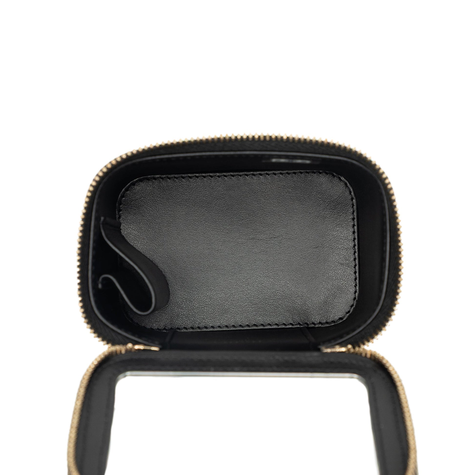Chanel Mini CC Quilted Caviar Top Handle Vanity Case With Chain