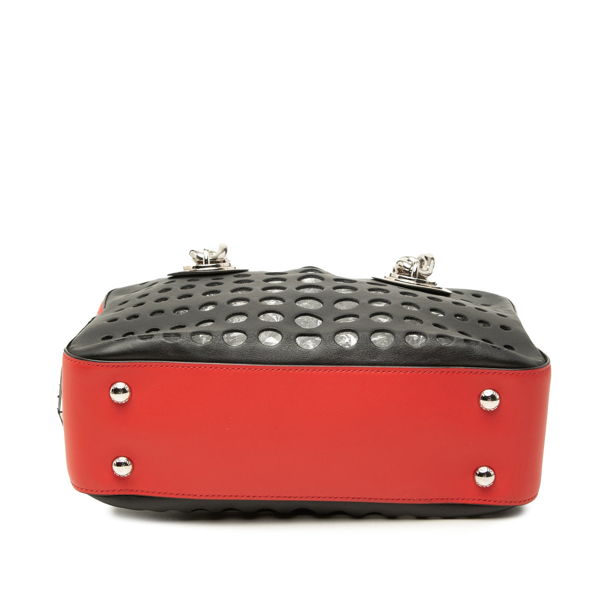 Prada Perforated Leather City Fori Chain Handbag
