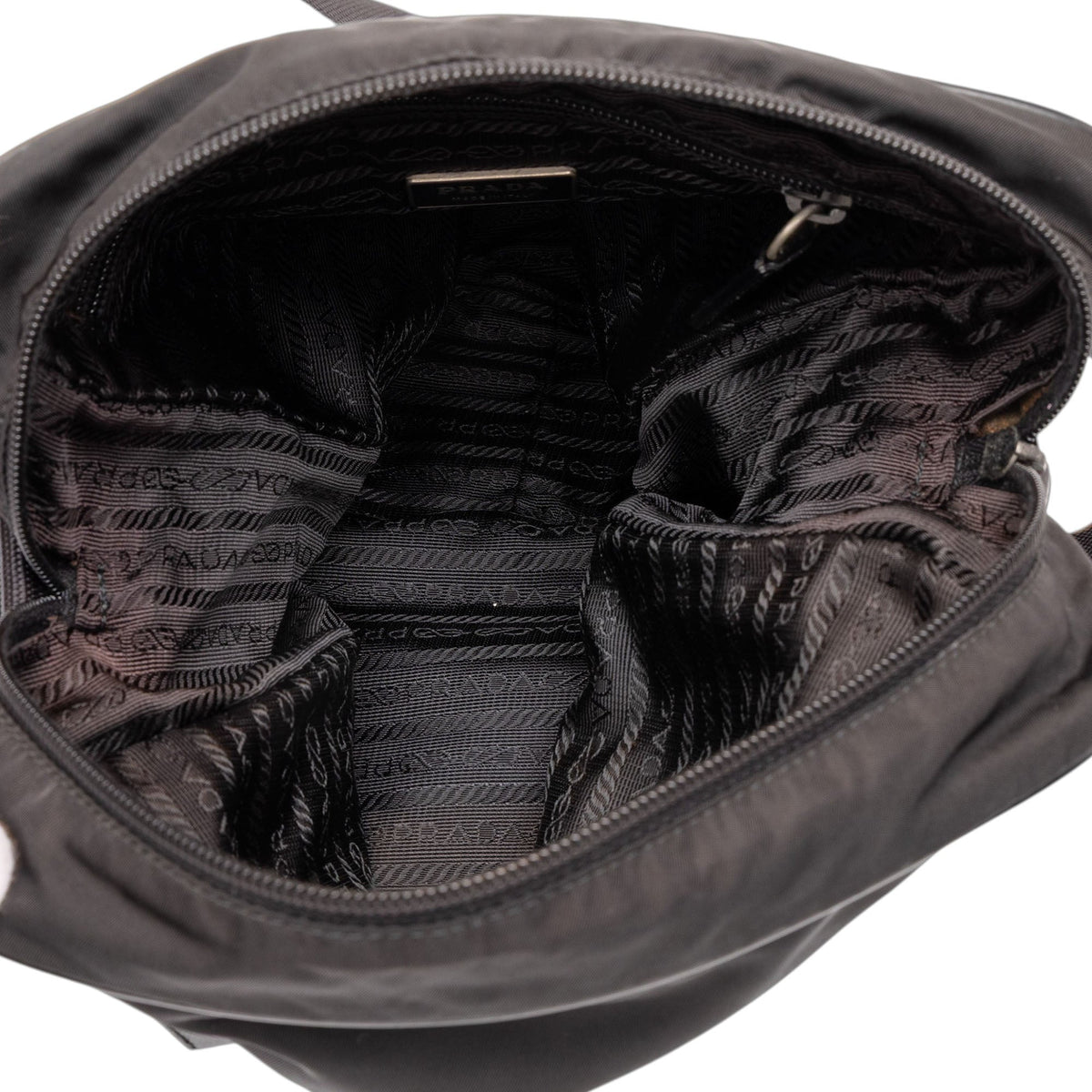 Prada Tessuto Zip Top Crossbody — Black