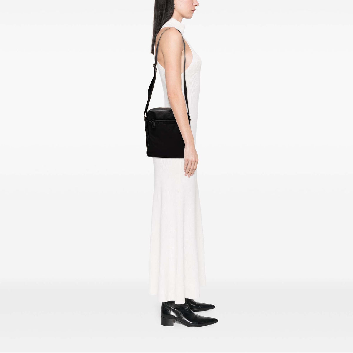 Prada Tessuto Zip Top Crossbody — Black