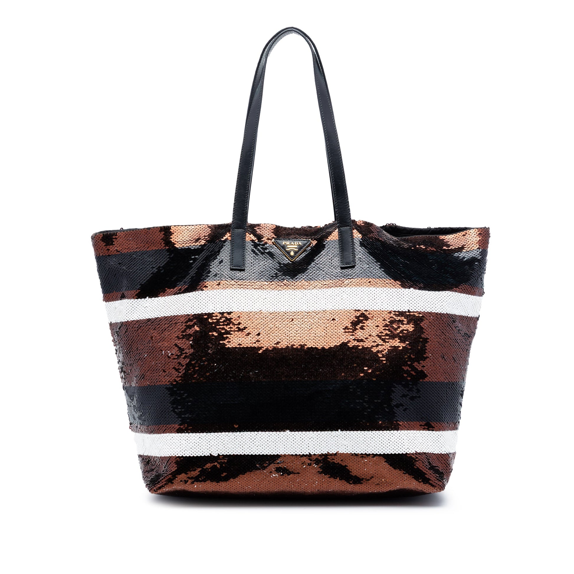 Sequined Satin Stripes Tote