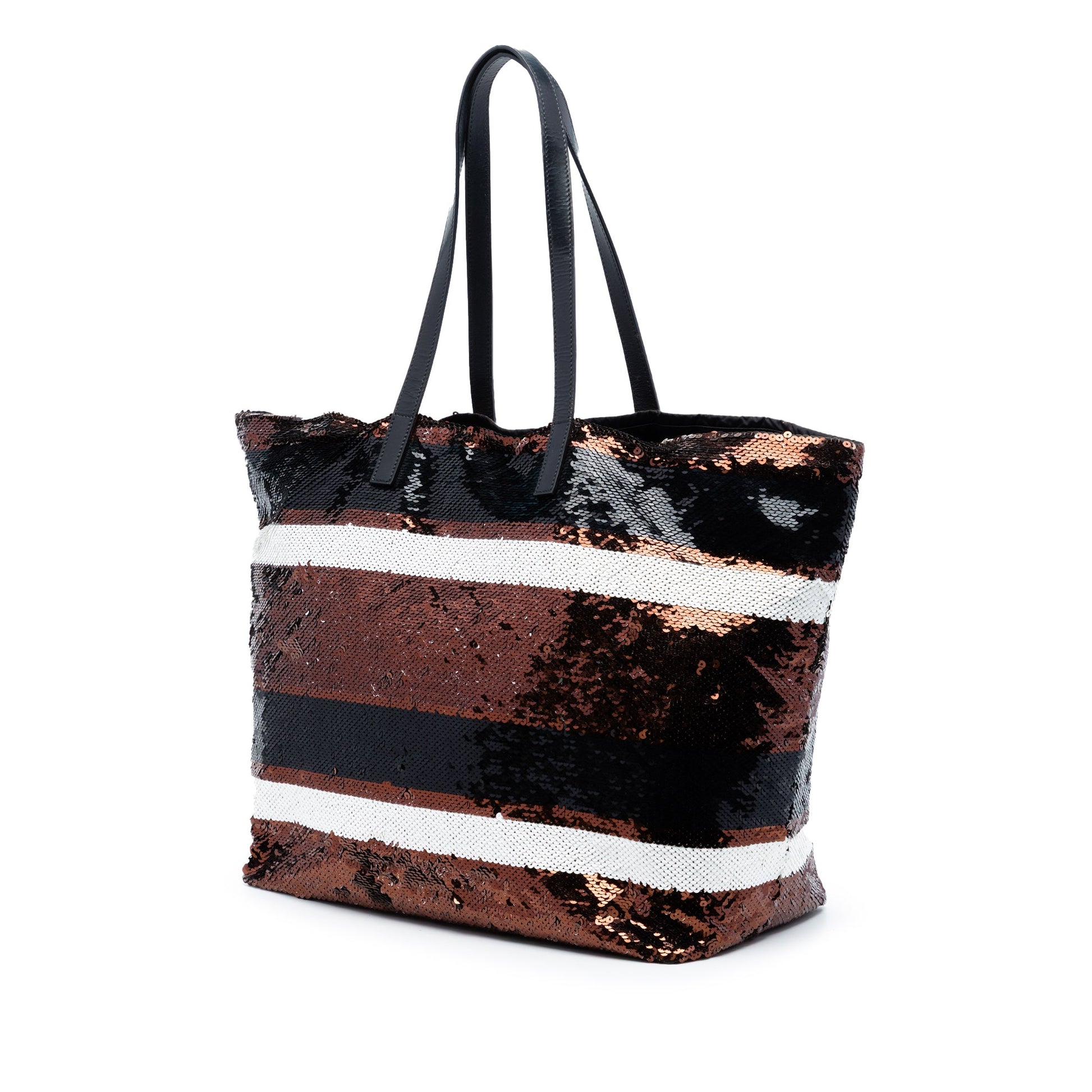 Sequined Satin Stripes Tote