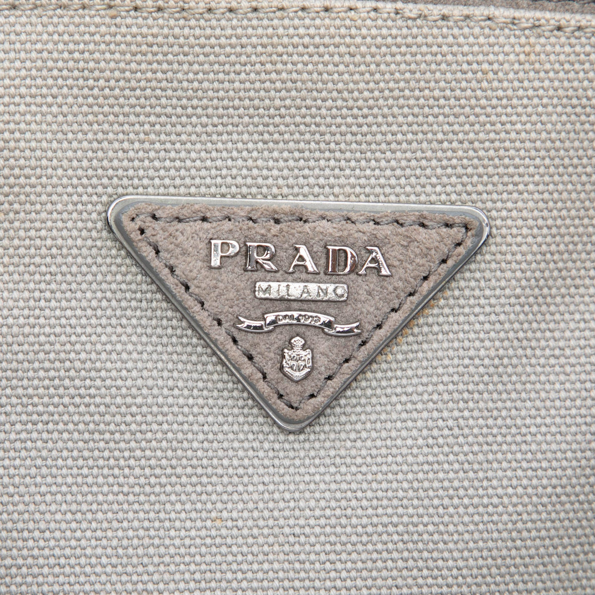 Prada Scamosciato and Canapa Twin Pocket Double Handle Satchel — Gray