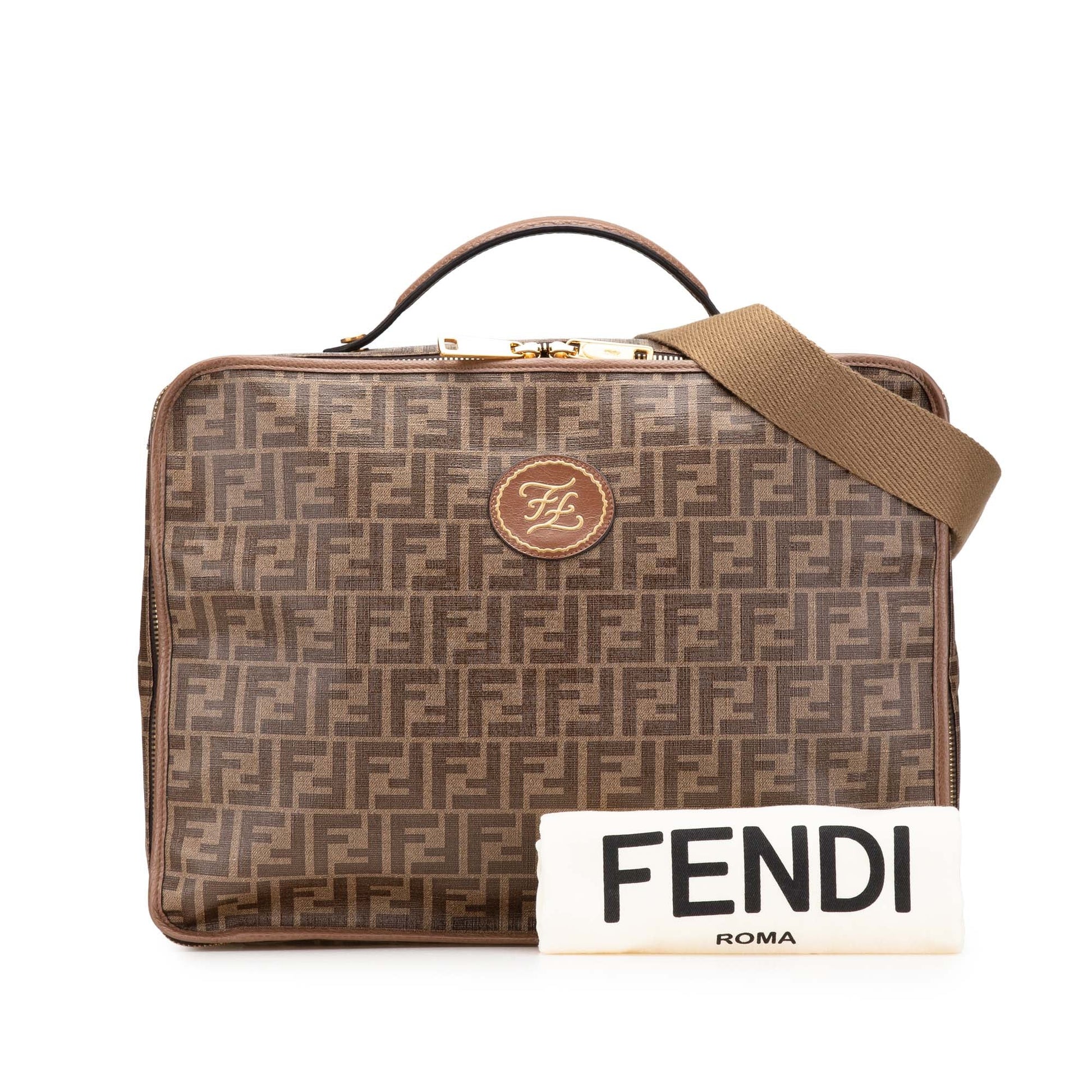 Fendi Zucca Coated Canvas Karligraphy Travel Bag