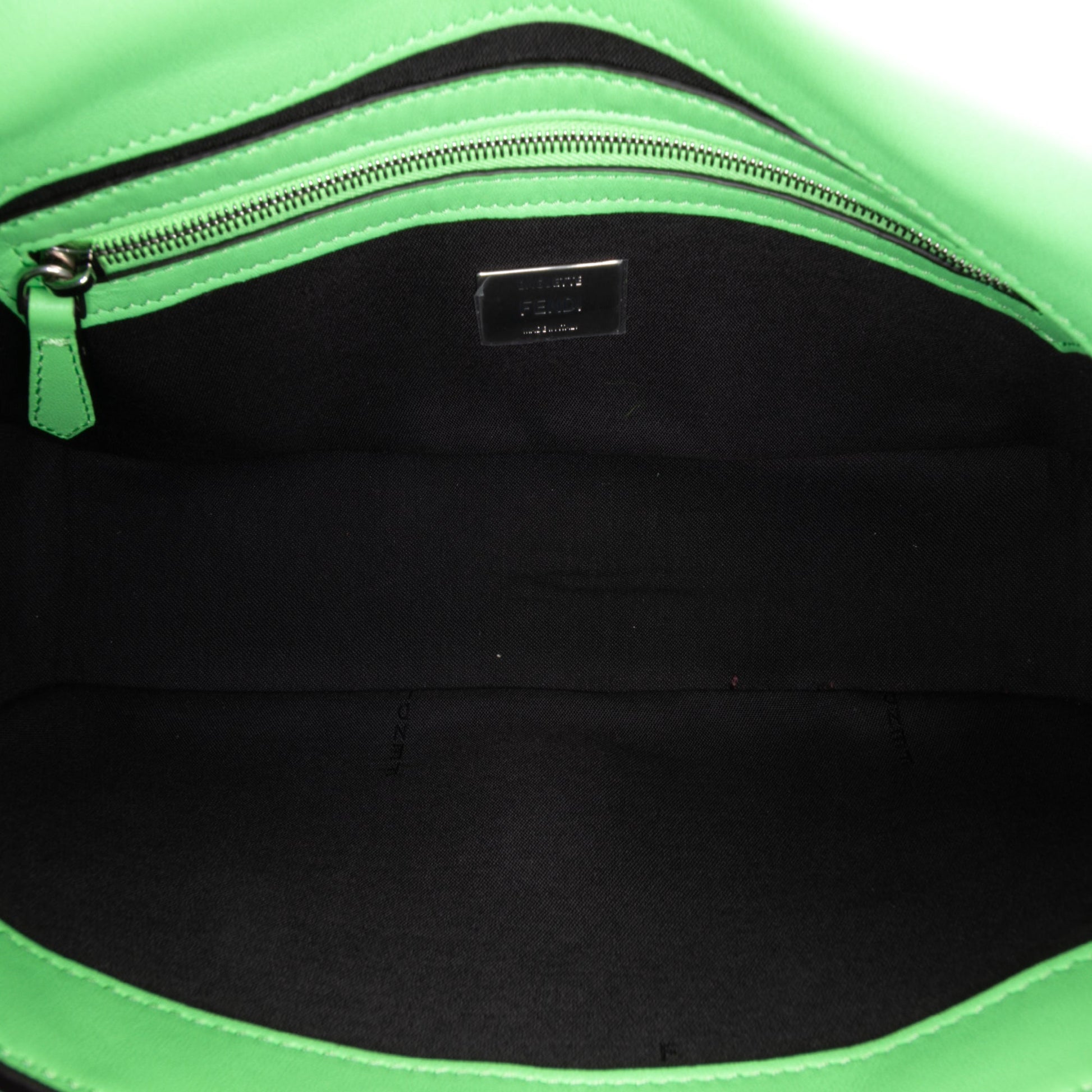 Fendi Zucca Embossed Stitched Leather Baguette Satchel