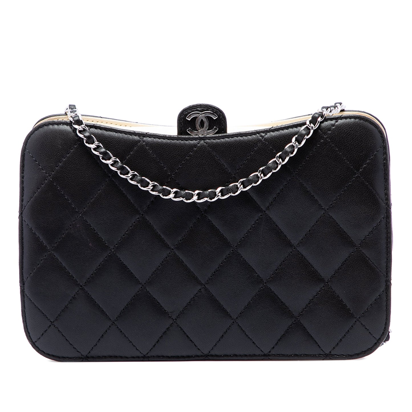 Chanel CC Quilted Lambskin Clutch with Chain