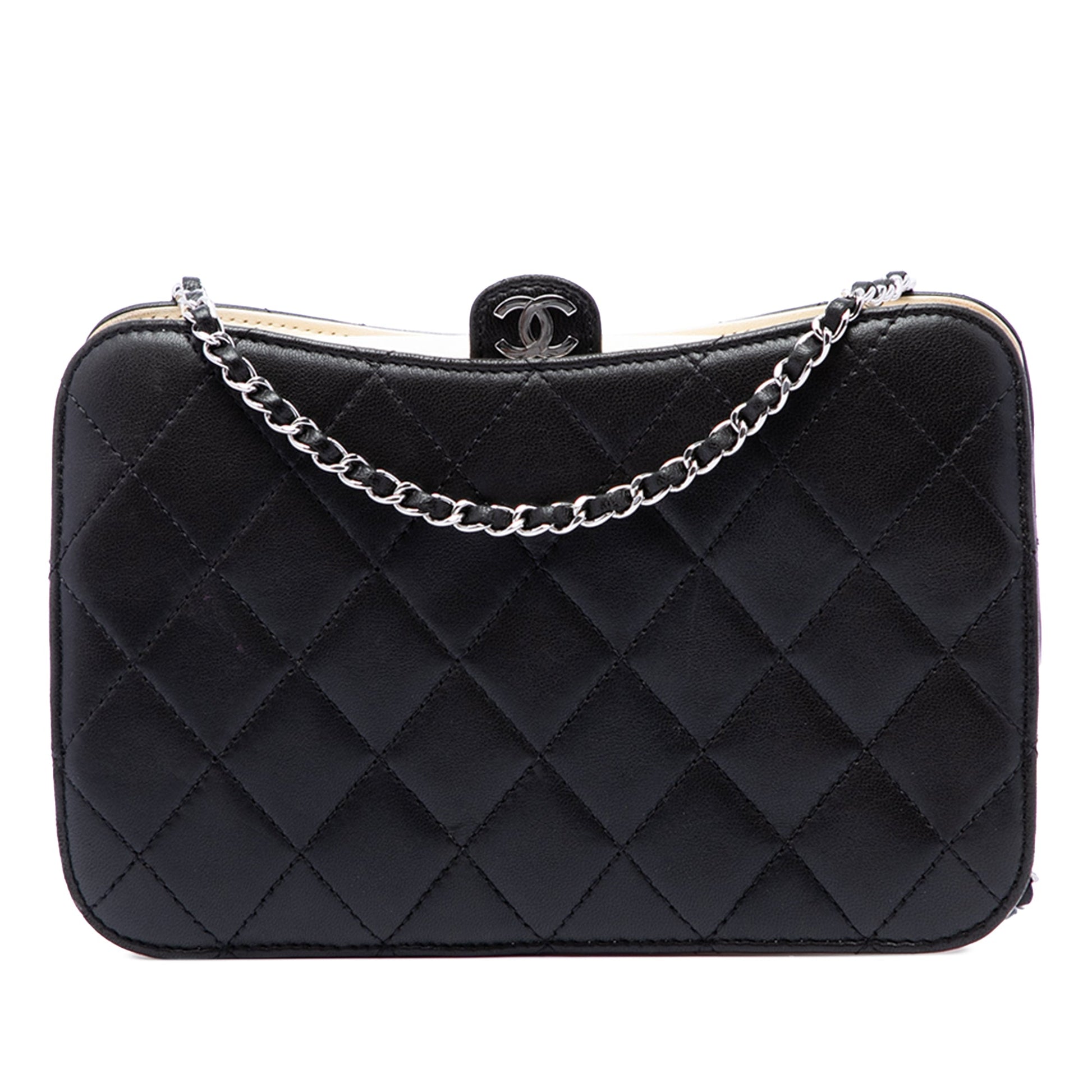 Chanel CC Quilted Lambskin Clutch with Chain