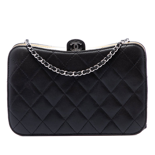 Chanel CC Quilted Lambskin Clutch with Chain