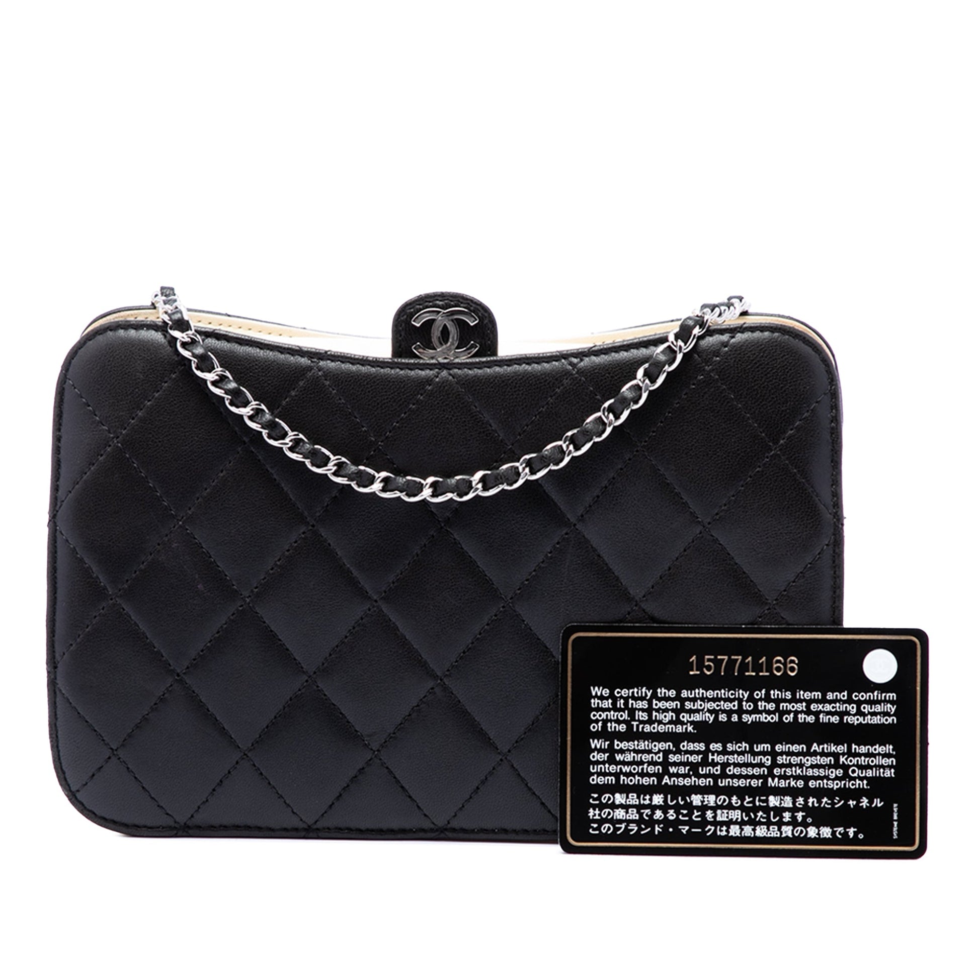 Chanel CC Quilted Lambskin Clutch with Chain